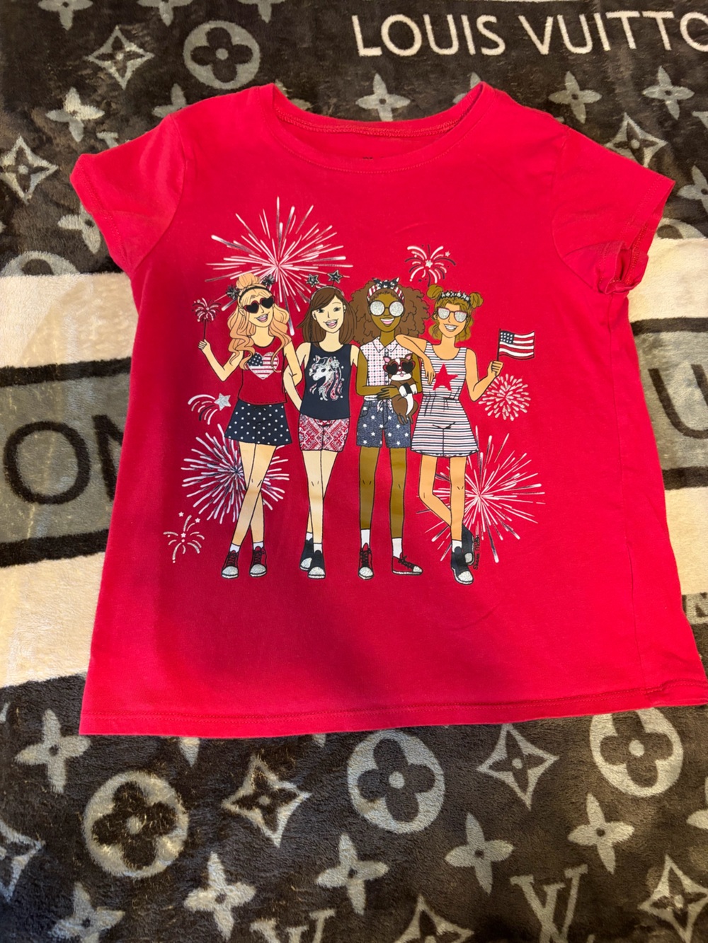 Place Red Graphic Tee with Navy Logo Print